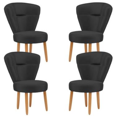 Imagem de Kit 4 Cadeiras Decorativas para Sala de Espera Recepção Moderna Tecido Veludo MOBLAN decor (Preto)