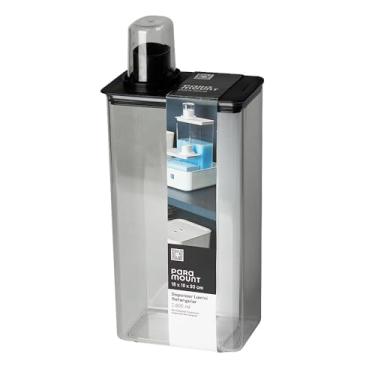 Imagem de Dispenser Acrílico Lavanderia Com Tampa Medidora 2,6L + 1,3L Amaciante Sabão Líquido/Em Pó Lavanderia - Monte Seu Kit (Preto, 2,6L)