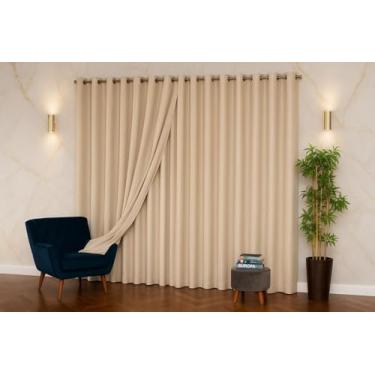 Imagem de Cortina Voil Gase De Linho Com Forro Blackout 3,00x2,70 Luxo