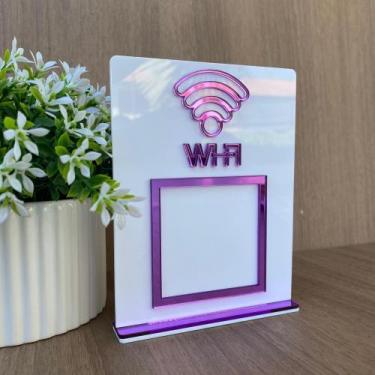Imagem de Placa Qr Code Wifi personalizada  Suporte de Mesa display Elegante em 