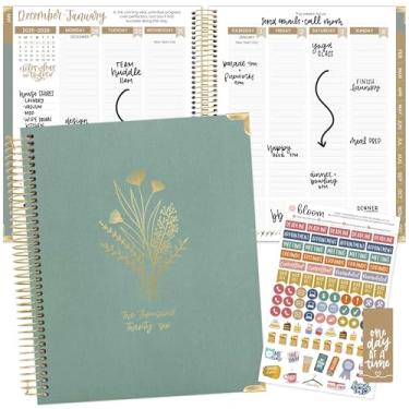 Imagem de bloom daily planners Agenda de agenda mensal e semanal de 2026 (janeiro a dezembro) - Organizador de agenda mensal e semanal - 19 cm x 23 cm - linho verde