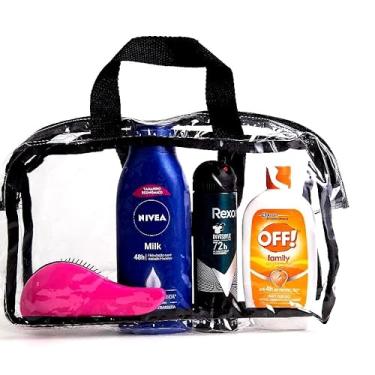 Imagem de Necessaire Transparente com Alça, Organizadora para Produtos de Higiene, Preta