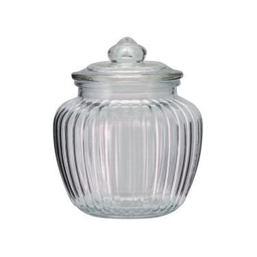 Imagem de Pote Baleiro Vidro Canelado Redondo Tampa Hermética 1400ml - Tuut