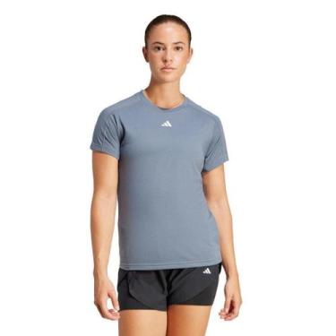 Imagem de Camiseta Adidas Essentials Crew Feminino, Cinza, Branco, P