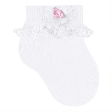 Imagem de Meia Bebê Poliamida Com Aplique Branca Selene 1650, 21-24, Branco