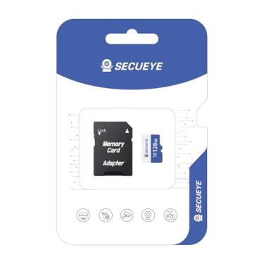 Imagem de Cartão de memória SECUEYE TF de 128 GB com adaptador classe 10 FAT32 leitura/escrita de alta velocidade 24/7 gravação de vídeo para câmera de segurança Dash Cam (128 GB + adaptador)