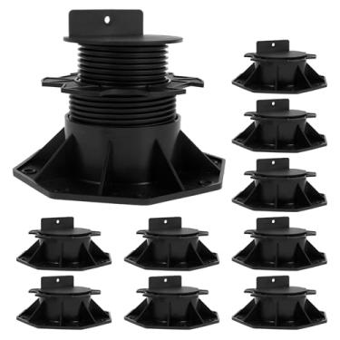 Imagem de DJAPWPX 10 peças de elevação de pedestal de deck, altura de suporte de rolamento ajustável, plataforma de alta carga e suporte de piso para todas as subestruturas, feito de madeira WPC e alumínio