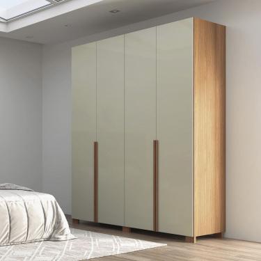 Imagem de Guarda Roupa Roupeiro W204 180cm 4 Portas e 2 Gavetas Freijó Off White Dalla Costa