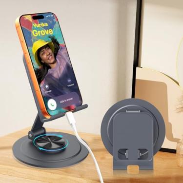 Imagem de Suporte para celular, suporte giratório de 360°, totalmente ajustável, duplo, dobrável, para celular, base compatível com iPhone 17 16 15 14 13 12 11 Pro Max Xs XR X 8, Samsung, Switch iPad Air Tablet