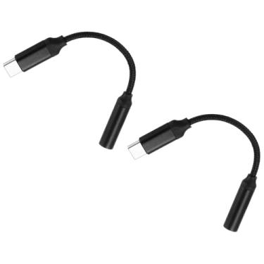 Imagem de 2 cabos USB C para conector auxiliar de áudio fêmea de 3,5 mm, adaptador tipo C para fone de ouvido TRS de 3,5 mm, cabo HiFi estéreo para carro, 7/40.6 cm para telefone, alto-falante, laptop, preto