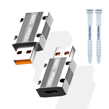 Imagem de YIMATEECO Adaptador USB para USB C, USB 3.0 A macho para fêmea tipo C, conversor USB C, suporta carregamento rápido, transferência de dados de 10 Gbps, compatível com PC, laptop, telefone