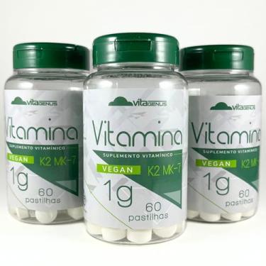 Imagem de Kit 3x Vitamina K2 MK-7 60 Comprimidos Vitamina K2 MK7 Suplemento em Comprimidos VitaGenus