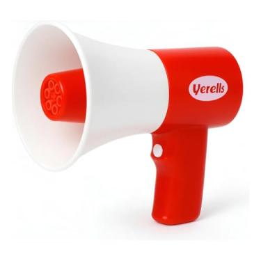 Imagem de Brinquedo Megafone Infantil com Mudança de Voz e Lança Bolhas, Vermelho e Branco, 22cm, Brinquedo Educativo para Crianças 3+, Funciona com 4 Pilhas AA