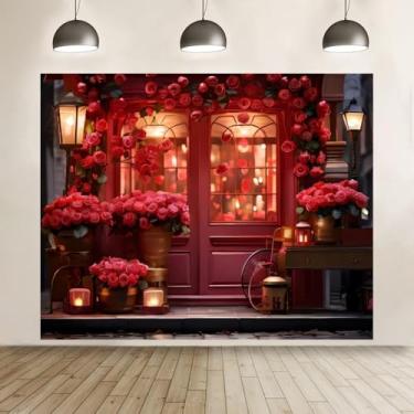 Imagem de ChloropLastid Pano de fundo fotográfico da loja do dia dos namorados, 3 x 2,4 m, decoração de janela de flor rosa, adereços de decoração de banner, decoração de banner, confissões românticas para