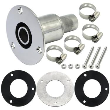 Imagem de LEQMG Calefator a diesel, revestimento de exaustão do casco, aço inoxidável 316 de grau marítimo, adequado para ferragens de soquete de tubo de 24 mm/0,94" (reto)