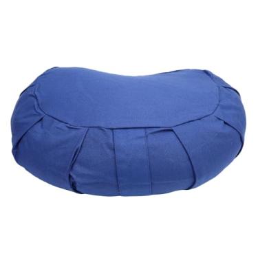 Imagem de ZJchao Almofada de Meditação Meia Lua Cheia de Cascas de Trigo Sarraceno e Capa de Algodão Almofada de Meditação de Ioga para Meditação Sentada No Chão Suporte Confortável para (Azul escuro)