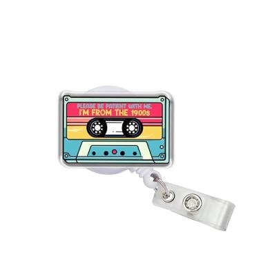 Imagem de OKOMCM Carretel retrátil para crachá Please Be Patient With Me, I'm From the 1900, tamanho medieval, clipe de cinto de acrílico de 5 cm, cordão de crachá engraçado, acessórios presentes DIY para