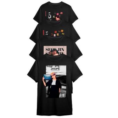Imagem de Kit 4 Camisetas Bts J-hope, Jin, Jung Kook E Jimin Kpop - Abstract, P,