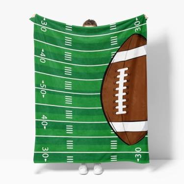 Imagem de Horaldaily Cobertor de flanela de futebol, tema esportivo, futebol, touchdown, macio, felpudo, aconchegante, cobertores de lã para sofá, cama, descanso, presentes ideais para crianças e adultos, 152 x