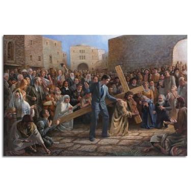 Imagem de Christ Wall Art Cross Canvas Prints Sofisticing Poster For Home Conjunto de 1 Decorações Noframed 30.5 cm x 20.3 cm