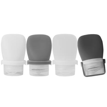 Imagem de BienBion Garrafas de viagem de 30 ml para artigos de higiene pessoal, recipientes de silicone à prova de vazamento aprovados pela TSA (pacote com 4) – Garrafas reutilizáveis recarregáveis para xampu