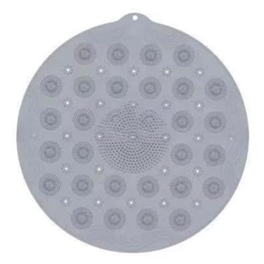 Imagem de Tapete de Box de Silicone Redondo Antiderrapante Massageador Limpeza Pés Banho, tapete de varanda ou para massagem após banho(Cinza)