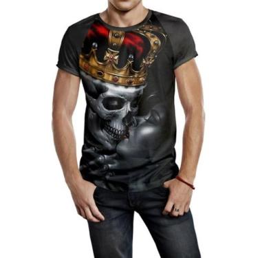 Imagem de Camiseta Raglan Masculina Caveira Ogabel Ref:38, Preto, XG