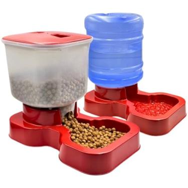 Imagem de Comedouro e Bebedouro Automático para Cães e Gatos | Kit Grande Porte 10L Água e 8L Ração(VERMELHO - KIT MENPLAST)
