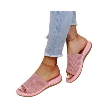 Imagem de Sandálias Planas Elásticas Femininas Para O Verão, Chinelos Casuais Pa