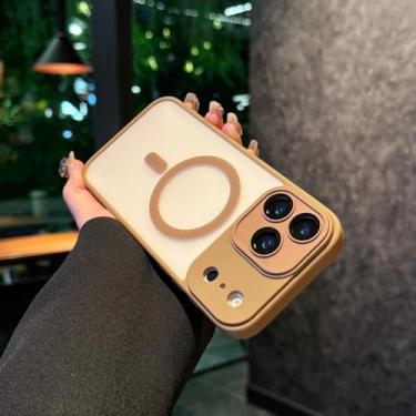 Imagem de Capa híbrida fosca para iPhone 17 Air 16e 15 14 Plus 13 Pro Max com carregamento sem fio magnético (para iPhone 17 Pro/Marrom)