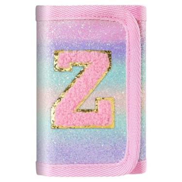 Imagem de Carteira rosa com inicial brilhante para meninas/mulheres - linda bolsa infantil, presentes de aniversário para adolescentes de 6 a 12 anos, Letra Z