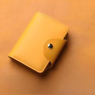 Imagem de Carteira de cartão de crédito feminina com bloqueio de RFID com zíper com 26 compartimentos para cartões, porta-cartões de presente, carteira com fecho de pressão para mulheres e homens (amarelo)