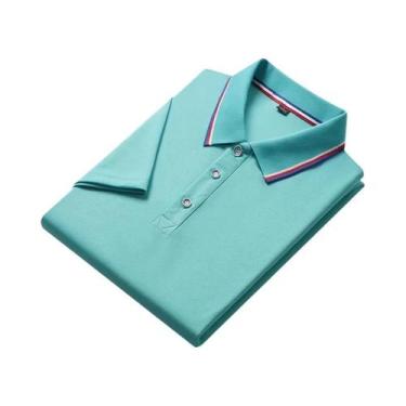 Imagem de Camisa Polo Masculina De Cor Sólida Para Negócios, Manga Curta, T-shir
