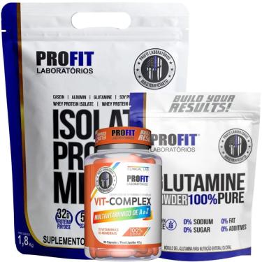 Imagem de WHEY ISOLADO 1,8KG l GLUTAMINA PURA 300G l MULTIVITAMÍNICO VIT COMPLEX 90 CÁPSULAS l PR...