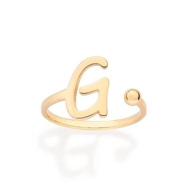 Imagem de Anel Rommanel Letra Ajustável Folheado a Ouro 513440, Dourado, 14