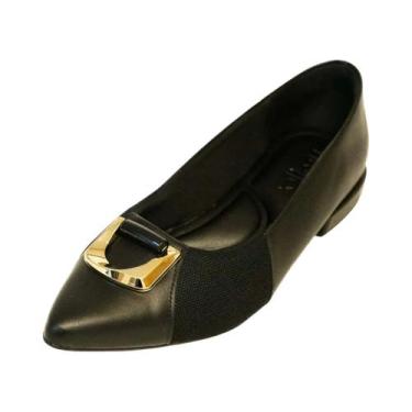 Imagem de Sapatilha Feminina Confortavel Macia Couro Elegante Usaflex, Preto, 35