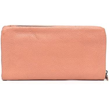Imagem de Carteira longa de couro genuíno portátil feminina, suportes de cartão funcionais de cor sólida simples designchic bolsa feminina bolsa de couro diária requintada, rosa, 10x19cm, atualizado1