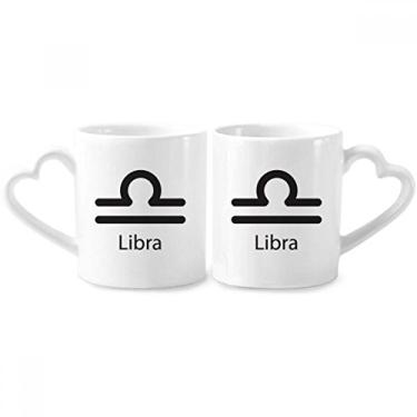 Imagem de Conjunto de canecas de porcelana para casal, constelação de libra, setembro de outubro, coração