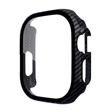 Imagem de HAODEE Capa de vidro para Apple Watch case 49mm Acessórios All-Around PC Protetor de tela Capa Temperada Apple Watch Ultra Case (Cor: Carbono, Tamanho: Ultra 49mm)