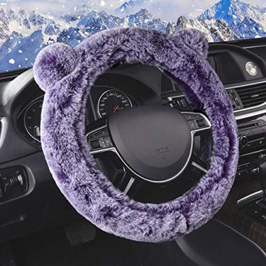 Imagem de FH Group Capa para volante FH2011PURPLE fofa e fofa de urso coala de pelúcia universal para volante serve na maioria dos carros, caminhões, SUVs e vans, roxa