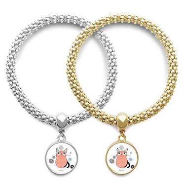 Imagem de DIYthinker Pulseira com pingente de animal rosa para amantes de gatos sorriso, joia para presente de casal