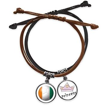 Imagem de DIYthinker Pulseira de couro com bandeira nacional Coate D'Ivoire com corrente de mão