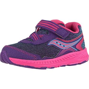 Imagem de Saucony Tênis de corrida unissex infantil Ride 10 Jr, Rosa/roxo, 4 X-Wide Little Kid