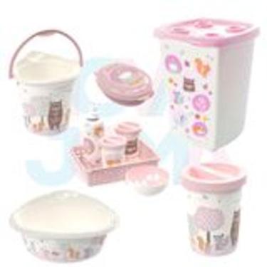 Imagem de Kit Banho Cesto,lixeira,saboneteira,balde,bacia,kit higiene Bichinhos 