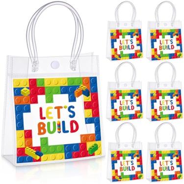 Imagem de Sweetude 24 peças de blocos de montar, sacos de lembrancinha de festa a granel com alça de tijolos de PVC transparente para guloseimas de doces, blocos de construção, sacolas de presente de festa para