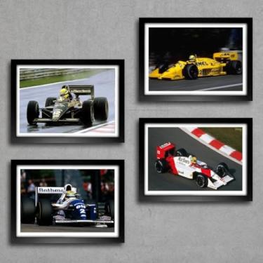 Imagem de Kit 4 Quadros Decoração Ayrton Senna F1 Automobilismo Carros