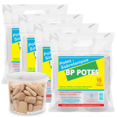 Imagem de Pote Descartavél 1300ml BP Potes Redondo com Tampa Açai Bolos Sorvetes (60 Unidades)