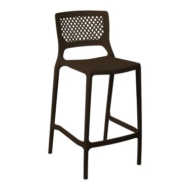 Imagem de Banqueta Alta para Cozinha Marrom Café Empilhável Vênus em Polipropileno Acrilys