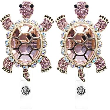 Imagem de Pacote com 2 carretéis engraçados de crachá de enfermeira tartaruga com clipe retrátil crachá pediátrico amigo estudante de enfermagem RN LPN CNA MA trabalhador médico professor médico nome crachá