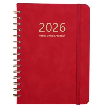 Imagem de Agenda 2026 – Agenda semanal e mensal 2026, janeiro de 2026 a dezembro de 2026, 16,3 x 21,6 cm, agenda diária com abas mensais, fecho elástico, bolso, notas, capa de couro sintético agenda anual